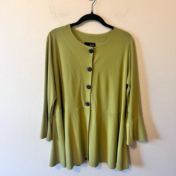 Sun Kim Womens S Flowy Roseanne Tunic Green Chartruse Blouse Spring - Picture 2 of 5
